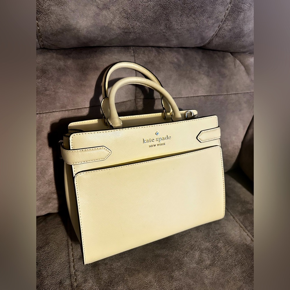 Kate Spade Staci Medium Satchel Saffiano Leather Lemon Fondant